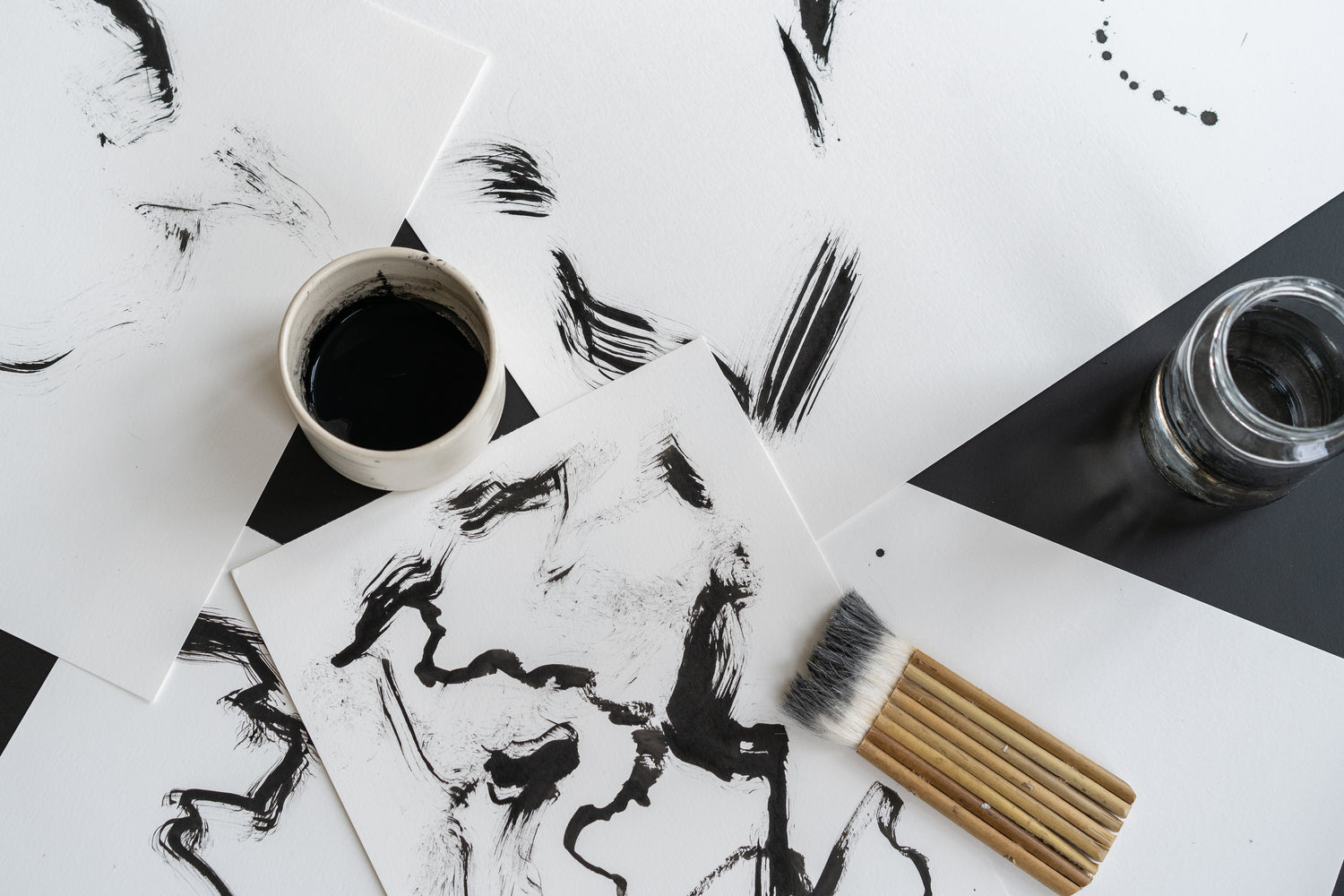 Iya Gallery minimal and abstract Ink paintings by Emilie Van Camp inspired by wabi-sabi