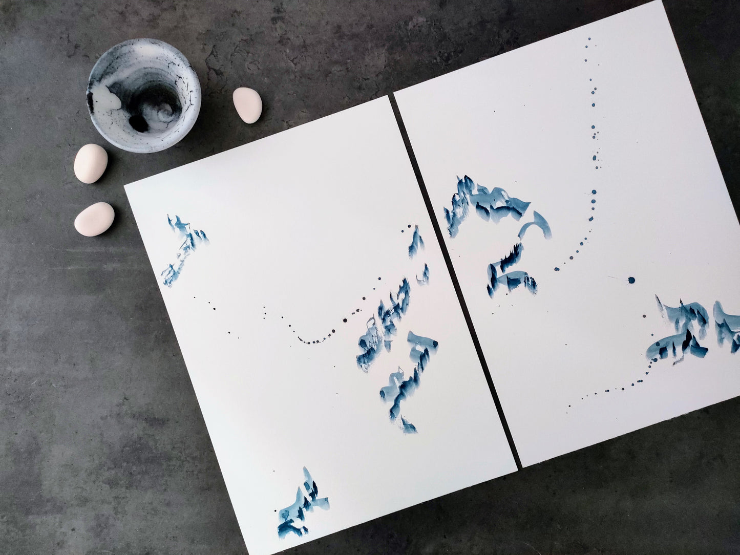 Iya Gallery diptych original watercolour