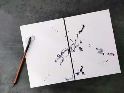 Iya Gallery diptych original watercolour 